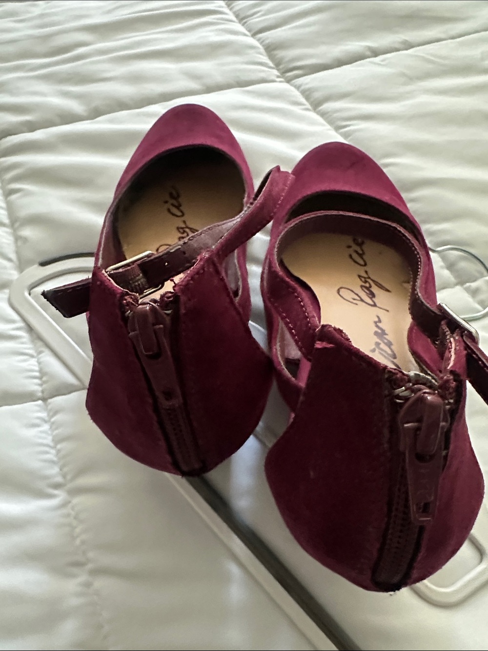 American Rag Burgundy Suede Ankle Strap Pumps - Picture 4 of 6